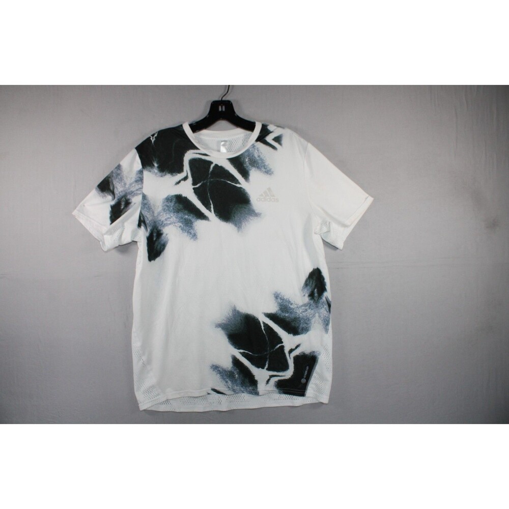 Adidas Aeroready White Black Print Training T-Shirt Women's M Athletic Top